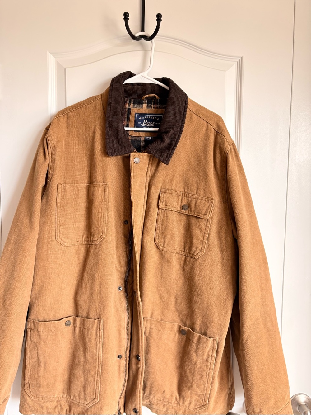 G.H. Bass & Co. Tan Canvas Field Jacket with Dark Brown Corduroy Collar